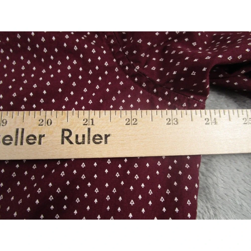 Banana Republic Shirt Mens Large Red Geometric‎ Button Down Long Sleeve Preppy